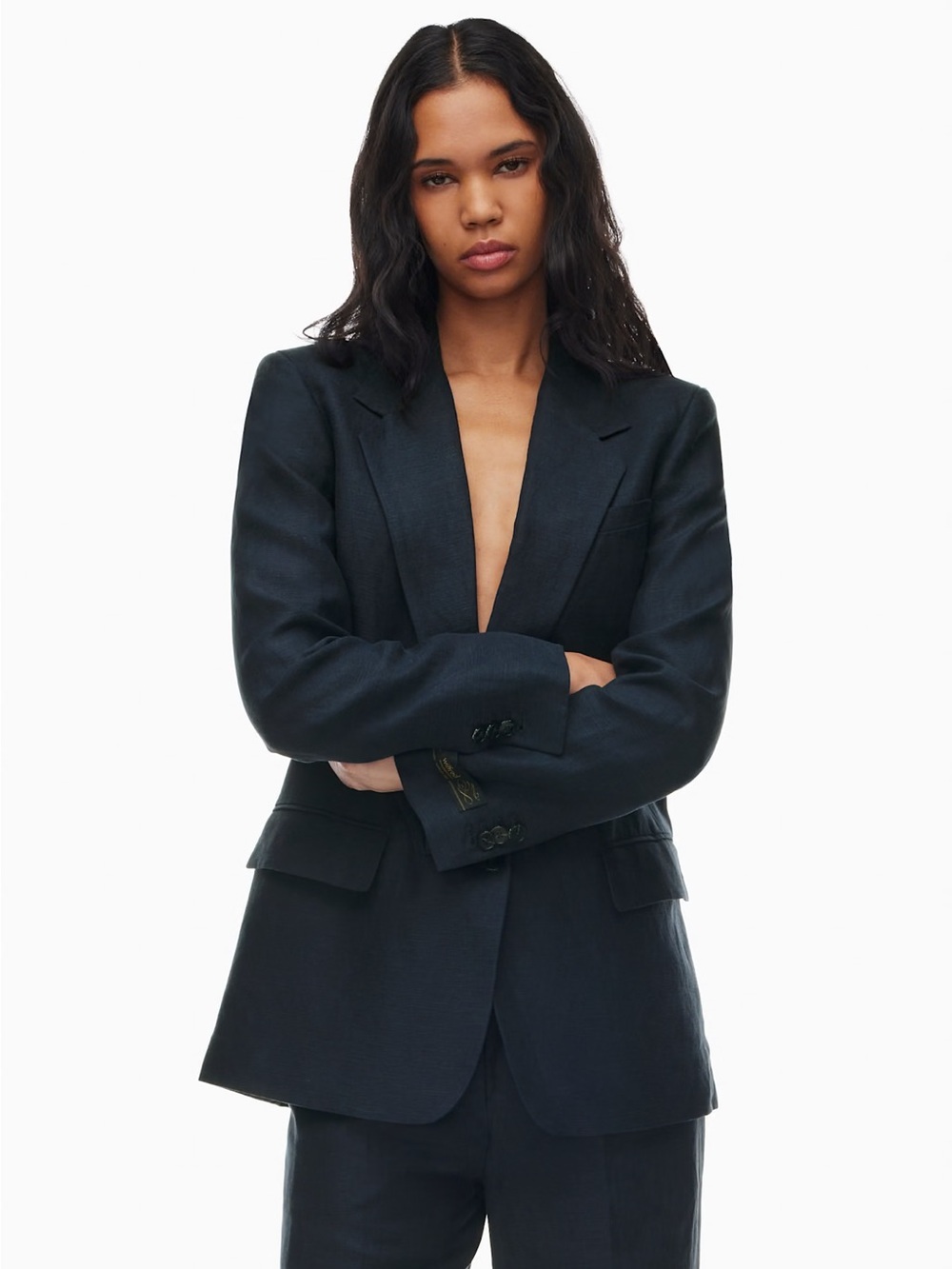 Aritzia Wilfred CruiseLinen Generation Blazer, Dark Night Navy
